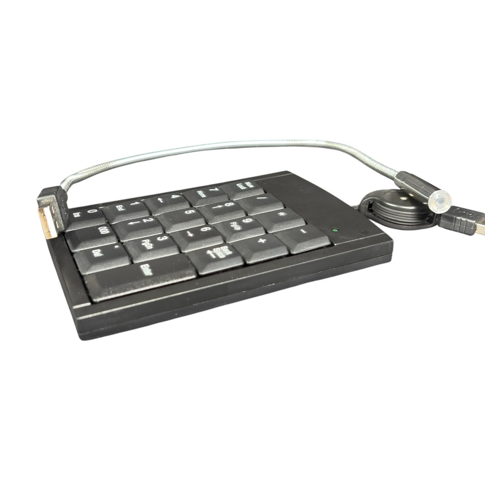 USB Numeric Keypad Numpad Retractable Cable LED Light External Keyboard TESTED - Picture 4 of 7